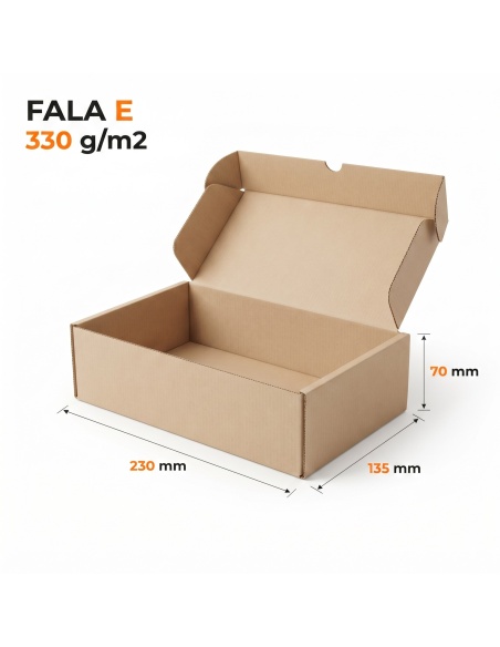 Karton fasonowy 230x135x70 mm | fala E 330g, komplet 50 szt.