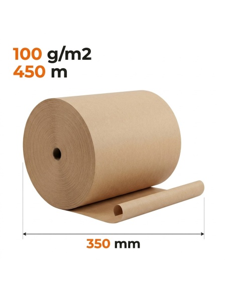 Papier pakowy szary w rolce bez gilzy 350 mm x 450 m, 100 g/m2, ok. 15,75 kg