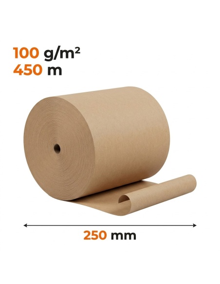 apier pakowy w rolce bez gilzy 250 mm x 450 m — do pakowania i wypełniania paczek