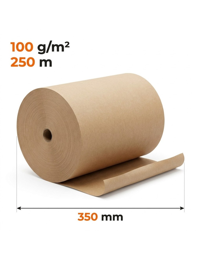Papier pakowy w rolce bez gilzy 350 mm x 250 m — do pakowania i wypełniania paczek