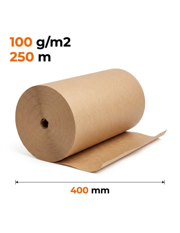 Papier pakowy w rolce bez gilzy 400 mm x 250 m — do pakowania i wypełniania paczek