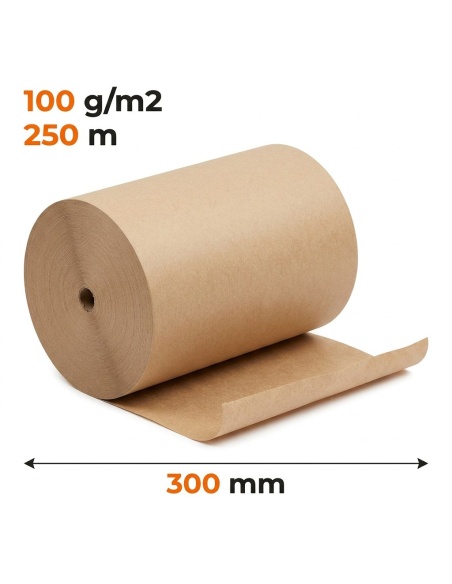 Papier pakowy w rolce bez gilzy 300 mm x 250 m — do pakowania i wypełniania paczek