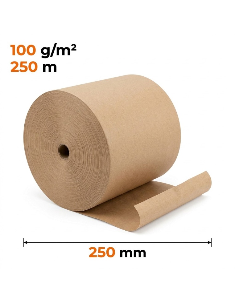 Papier pakowy w rolce bez gilzy 250 mm x 250 m — do pakowania i wypełniania paczek