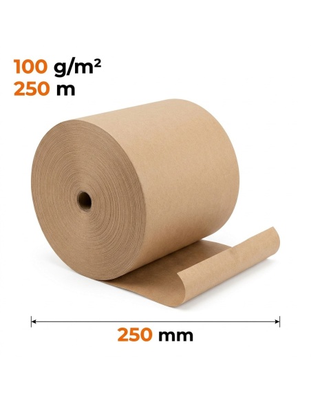 Papier pakowy w rolce bez gilzy 250 mm x 250 m — do pakowania i wypełniania paczek