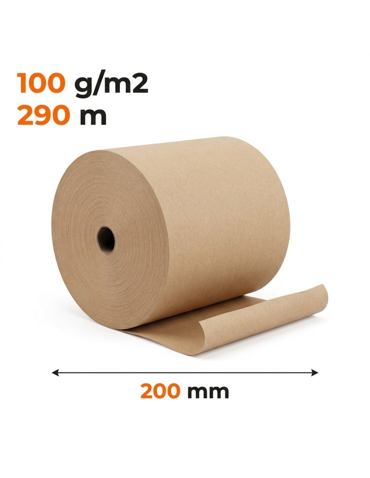 Papier pakowy w rolce bez gilzy 200 mm x 290 m — do pakowania i wypełniania paczek