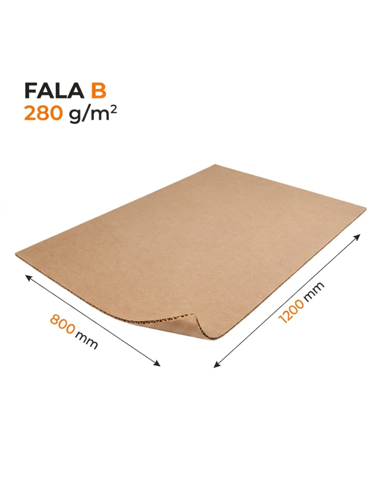 Przekładka tekturowa 1200×800 mm fala B, brązowa, 280 g/m² | KartonyOnline