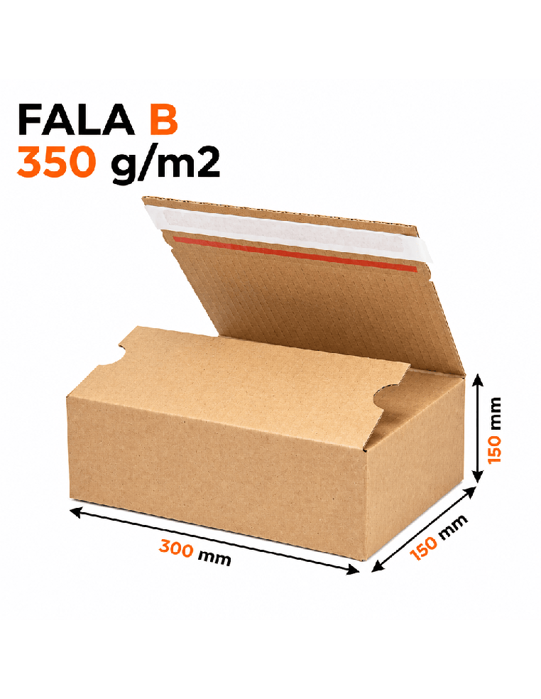 Karton automatyczny z paskiem klejowym 300x150x150 | KartonyOnline