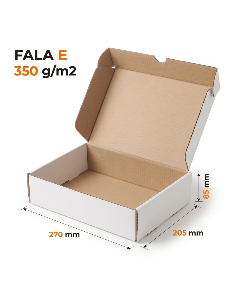Karton fasonowy 270x205x85 mm fala E bialy - komplet 50 szt.